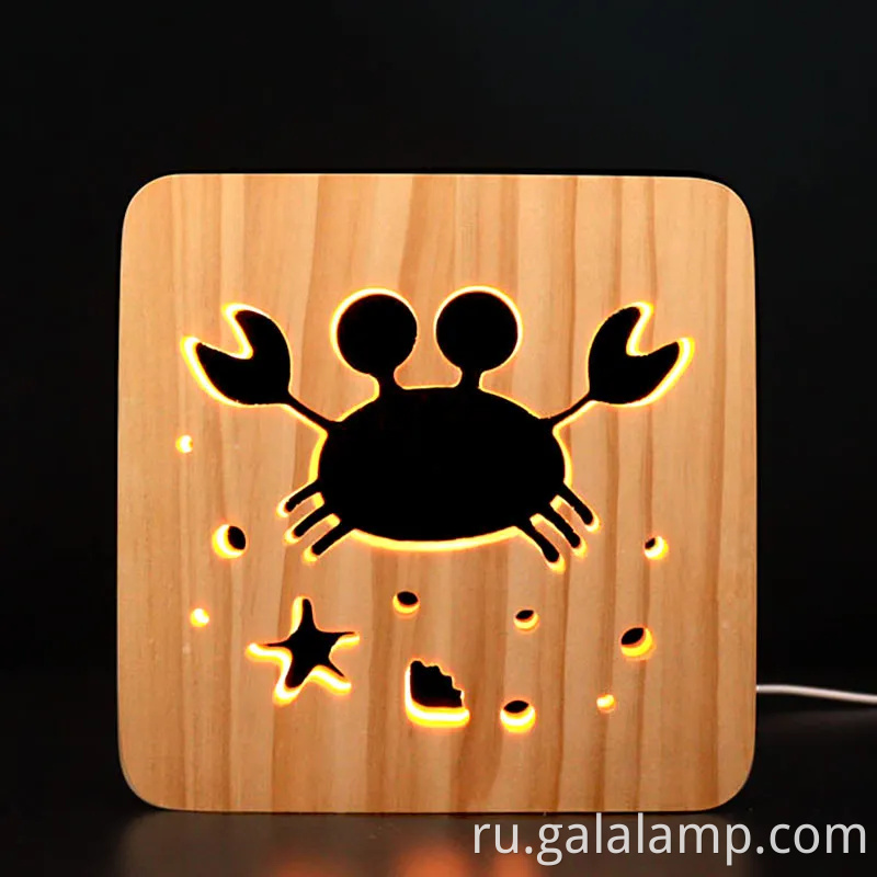 Творческий 3D ночной свет, сплошная деревянная полая резьба, светодиодная настольная лампа